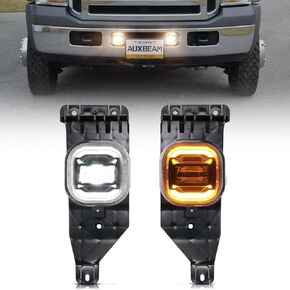 Auxbeam LED Fog Lights with White DRL & Amber Turn Signals for FORD F250 F350 F450 F550 Super Duty 2005 2006 2007, Bumper Driving Fog lamp Kit