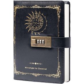 TIEFOSSI Phoenix Journal Notebook with Lock, Vintage Leather Locked Diary, B6 Travel Refillable Ruled Lined Writing Paper, Secret Password Gift Diary for Women Girls Boys