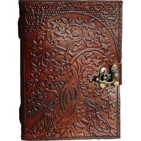 HG-LTHR 18 سم شجرة الحياة عواء الذئب جلد فارغ جريمويري دفتر يوميات كتاب الظلال الإملائي دفتر مذكرات قابل للقفل للفنانين