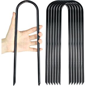 12 Inch Heavy Duty Trampolines Wind Stakes Garden Stakes U-Shaped High Wind Steel Staples for Garden Landscaping, Tents, Soccer Goals (6)