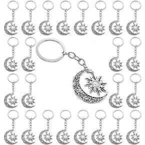 PHAETON 20PCS Moon and Sun keychain Moon keychain Sun Jewelry Pendant Moon and Sun keyring for Lover Gift