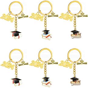 6 قطع 2024 هدية التخرج سلاسل المفاتيح مع قبعة التخرج المعلقات حلقة مفاتيح معدنية للكلية ماستر المدرسة الثانوية العليا 2024 هدية التخرج، 3 أنماط in Kuwait