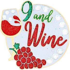 NAVIKA 9 and Wine Golf Ball Marker with Austrian Crystals (Red Wine) | Magnetic Hat Clip Included | Wine/Booze Themed Golfing Accessory | Fun Phrase Gift for Adult Golfers