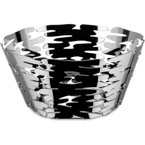Alessi BM10/21 Barket Round basket in 18/10 stainless steel.