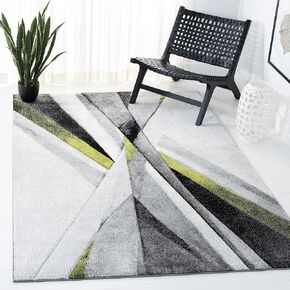 SAFAVIEH Hollywood Collection Area Rug - 10'6" x 14', Grey & Teal, Mid-Century Modern Design, Non-Shedding & Easy Care, Ideal for High Traffic Areas in Living Room, Bedroom (HLW710D)