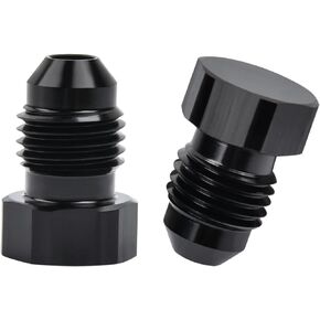EVIL ENERGY 6AN Male Flare Blanking Plug Fitting Adapter Hex Aluminum Black,Pack of 2