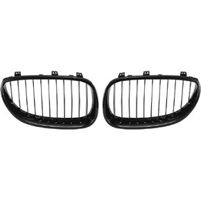 X AUTOHAUX Pair Car Front Grille Glossy Black ABS Plastic Hood Kidney Grille for BMW E60 2003-2009 4 Doors
