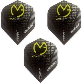 Winmau Prism Delta Pro Player Michael Van Gerwen Dart Flights, MvG Black Logo, 100 Micron Extra Strong (3 Sets - 9 Flights)