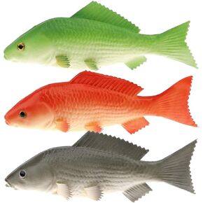 Gresorth 3 Pcs Artificial Lifelike Red Green Black Carp Collection Fake Fish for Home Party Kitchen Decoration - 9 inch