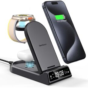 SwanScout Charging Staiton for Apple, SwanScout 702A, Portable 4 in 1 Wireless Charger for iPhone 15/14/13/12/11 Series, Watch Charger for Apple Watch Ultra 2/Ultra/9/8/7/6/5/SE, Airpods