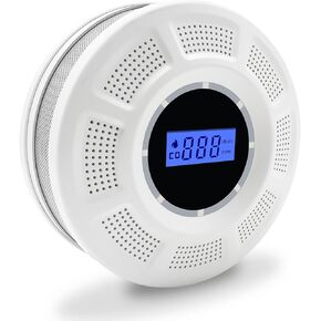 Smoke Detector and Carbon Monoxide Detector Combo with LCD Display, Dual Sensor Smoke Alarm and CO Detector with LED Indicators & Test/Silence Button, Replaceable Battery Operated (1 Pack)