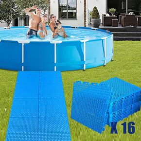 16 Pcs Modular Interlocking Cushion, 10.3" * 10.3" DIY Pool Drainage Mat Pool Floor Protectors Mats, Non-Slip Pools Spas Floor Mat for Summer Outdoors Pool Shower, Rooms Shower