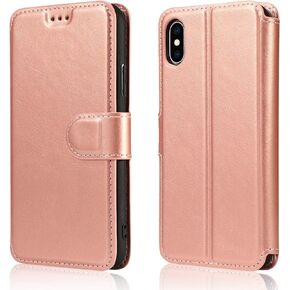 QLTYPRI Case for iPhone Xs Max, Premium PU Leather Simple Wallet Case [Card Slots] [Kickstand] [Magnetic Closure] Shockproof Flip Cover for iPhone Xs Max - Black