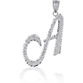 Certified 925 Sterling Silver Script Letter A Initial Charm Pendant