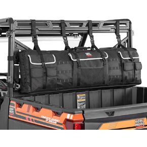 KEMIMOTO Double UTV Gun Bag Rack, Soft Gun Carrier Rifle Case Storage Rear Roll Cage for Hunting Gear, Compatible with Polaris Ranger, Kawasaki, and Most UTVs Camo