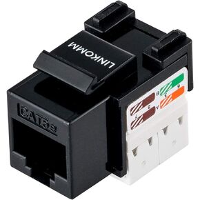 LINKOMM 25-Pack RJ45 Cat5e UTP Unshielded Keystone Jack with Punch Down Palm Holder (Black)