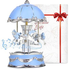 Carousel Horse Music Box Gifts U R My Sunshine,Color Changing LED Lights Musical Carousel for Girls Women Mom Daughter,Christmas Anniversary Valentines Day Present Birthday Gifts (Blue)
