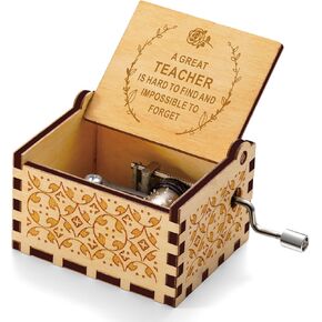 هدايا تقدير المعلم من داريكانو للنساء، أفضل هدايا المعلم، هدايا شكر فريدة من نوعها للمعلمين، هدايا تقاعد شخصية للمعلمين، صندوق موسيقى خشبي منقوش in Kuwait
