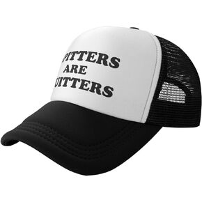 Spitters are Quitters Funny Adjustable Mesh Trucker Hat for Adults Unisex Classic Hats Fishing Caps Black
