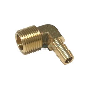 EDGE INDUSTRIAL 5/16" HOSE ID TO 3/8" MALE NPT MNPT 90 DEGREE ELBOW BRASS FITTING FUEL/AIR/WATER/OIL/GAS/WOG (QTY 01)