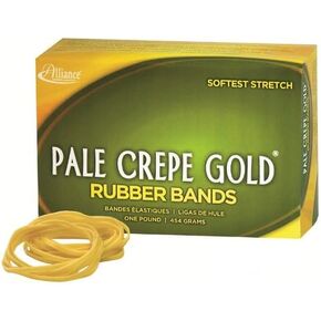 Alliance Rubber 20625 Pale Crepe Gold Rubber Bands Size #62, 1 lb Box Contains Approx. 720 Bands (2 1/2" x 1/4", Golden Crepe)