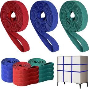 12Pcs Extra Large Moving Rubber Bands,42" 36" 30"Extra Strength Mover Rubber Bands for Furniture,Moving Blanket Rubber Bands,Elastic Moving Bands for Mover Packing Pallet Blanket Boxes(Red,Blue,Green)