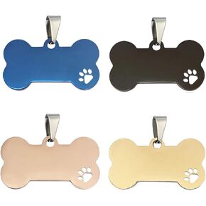 nuatpetin 4 حزمة علامات الكلب الفارغة للنقش بالليزر، شخصية العظام شكل الحيوانات الأليفة القط معرف العلامة الفولاذ المقاوم للصدأ طوق الكلاب قلادة، مزدوجة من جانب المعادن هريرة جرو اسم الهاتف تسمية العلامة سحر لجميع الحيوانات الأليفة in Kuwait