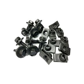 Retro-Motive Fender Bolts & U Clips 20-Piece Set in Black Phosphate Coating - 5/16 18 x 7/8 Hex Head Bolts & 5/16-18 U-Clips/Fold Nuts - Hardware Nuts - Clip Nuts - Quality
