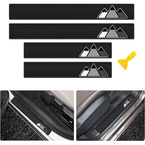 4 Pack Tri-Color 3 Color Carbon Fiber Door Sill Protector Welcome Pedal Front Rear Door Guards Step Protector Compatible for Toyota Tacoma 4Runner Tundra Rav4 Highlander. (White Gray-B)