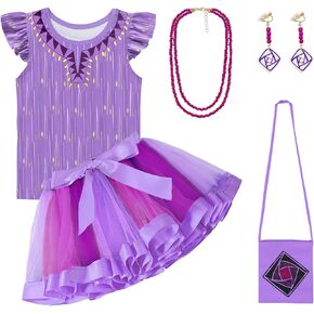 Wish Asha Costume Purple Tulle Tutu Dress for Girls Princess Birthday Outfit Set Dress up Easter Party Stage
