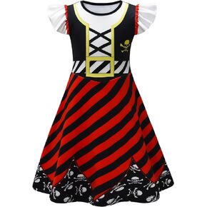 AOVCLKID Girls Pirate Dress Buccaneer Costume Birthday Party Dress Halloween Cosplay Outfits