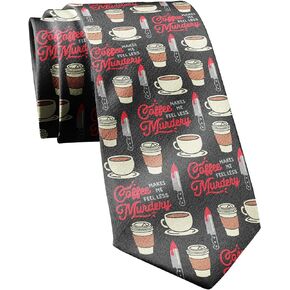 Crazy Dog T-Shirts Coffee Makes Me Feel Less Murdery Necktie Funny Neckties for Men Nerdy Tie Mens Novelty Ties