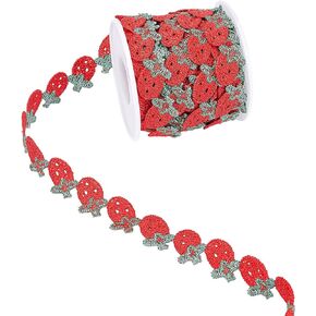 arricraft Strawberry Decorating Lace Trim Ribbons, 7.5 Yard ×5/8" Fruit Style Polyester DIY Ribbon for Sewing, Craft Decoration