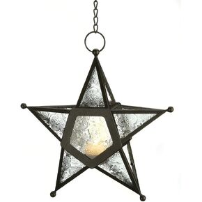 Gifts & Decor 57070454 Clear Star Candle Lantern, Black