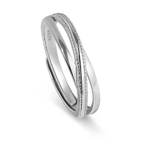 Meissa Matching Wedding Bands for Couples Promise Rings for Women 925 Sterling Silver Promise Ring Adjustable Rings for Men (1 Ring-2.9mm Width)