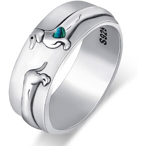 qielizhu Dachshund Ring 925 Sterling Silver Cute Dachshund Ring for Women Puppy Dog Jewelry Gifts for Women Teen Girls Dog Lovers