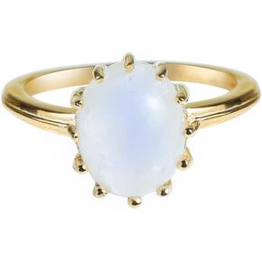 YoTreasure 8x10 MM Rainbow Moonstone Ring in 14k Gold Over 925 Silver