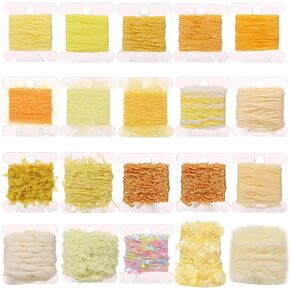 20 Pcs of 2-Yard Original Art Yarns - for DIY Art Yarns for Jewelry Making, Junk Magazines, Knitting, Crafts, Textile Decorative Yarns, Tassels, Vintage Yarn Card Making (Blue)