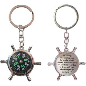 Be Strong Compass Keychain Engraved Personalized Compass Keychain Compass Survival Hiking Geometry Compass Keychain Camping Compass for Kids and Gift