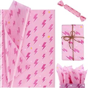 100 Sheets 20 * 14 Y2K Style Tissue Paper Pink Lightning Gift Wrap Tissue Paper for Gift Bags for Wedding Birthday Preppy Theme Party Decor