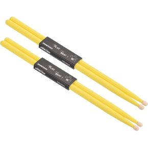 MECCANIXITY 2 Pair Maple Wood Drumstick Anti Slip Handle Grips 7A Black Classic Drum Stick Wood Tip for Drumming Musical Instrument Percussion