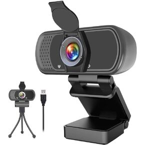 GoHZQ 1080p Webcam with Microphone,Wide Angle Web Camera with Privacy Cover,USB External Camera for Computer Monitor Laptop Desktop PC Mac,HD Webcam for Live Streaming