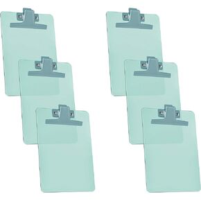 Acrimet Clipboard Memo Size A5 (9 1/4" x 6 1/3") Premium Metal Clip (Plastic) (Green Color) (6 Pack)