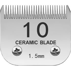 10# Blade Dog Grooming Clipper Replacement Blades Compatible with Andis Dog Clippers,Most A5, KM Series Clippers,Detachable Ceramic Blade,Size-10#, 1/16-Inch Cut Length (1.5mm) Silver