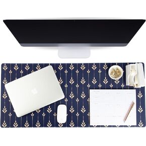 Extra Large Desk Mat Mouse Pad 35 x 15.7 Computer Mat - Dark Green Floral Desk Mat Large Desk Pad - Decorative Cute Office Décor for Women Desk Aesthetic – Pretty Desk Mats on Top of Desks Blu Monaco