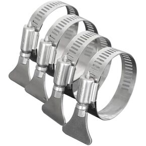 AUXBC 1.5 inch 304 Stainless Steel Duct Clamps 0.8"-1.7" Diameter Adjustable Hose Clamp Easy turn thumb Screw Small Worm Drive Clamp Pipe Clamp for Air Ducting, Mechanical, Automotive, 8PCS