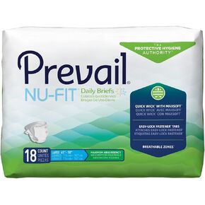 Prevail® Nu-Fit® Maximum Absorbency Incontinent Brief, Pack of 18