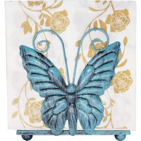 Owlgift Metal Butterfly Shaped Napkin Holder, Tabletop Paper Towel Dispenser, w/Freestanding Tissue Stand, Storage (Turquoise)