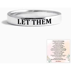 HNLUGF Let Them Ring, S925 Let Them Circle Ring, Self Worth Motivational Ring, Stainless Steel Stackable Rings Inspirational Friendship Gift Jewelry for Women girls