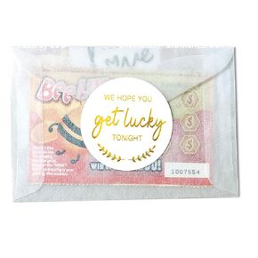 120pcs Real Gold Foil Wedding Lotto Ticket Stickers - Enhance Your Big Day with Luck and Fun - 'We Hope You Get Lucky Tonight' Messages Included